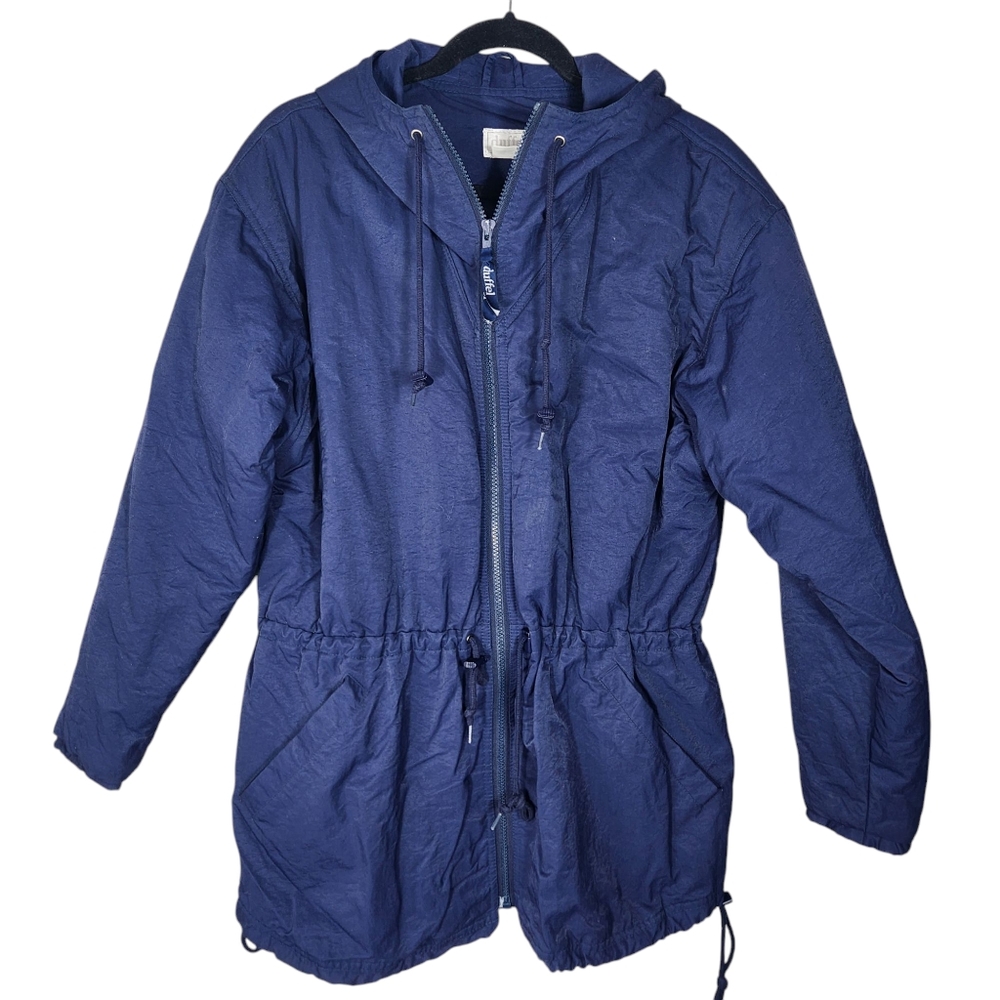 Duffel Sportswear Vintage Womens Blue Coat Size Medium Cinched Waist Hooded